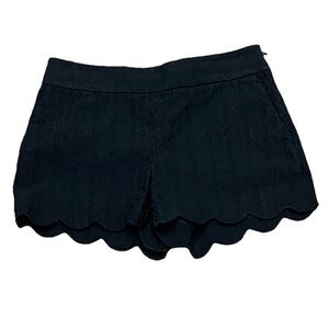 ANN TAYLOR LOFT BLACK SCALLOPED HEM TEXTURED SHORTS PREPPY GOTH CAPSULE BEACH 4